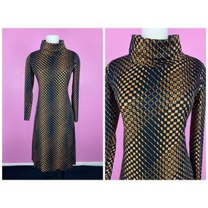 Small / Medium | Vtg 60s 1960s Long Sleeve Adele Simpson Geometric Print Dress